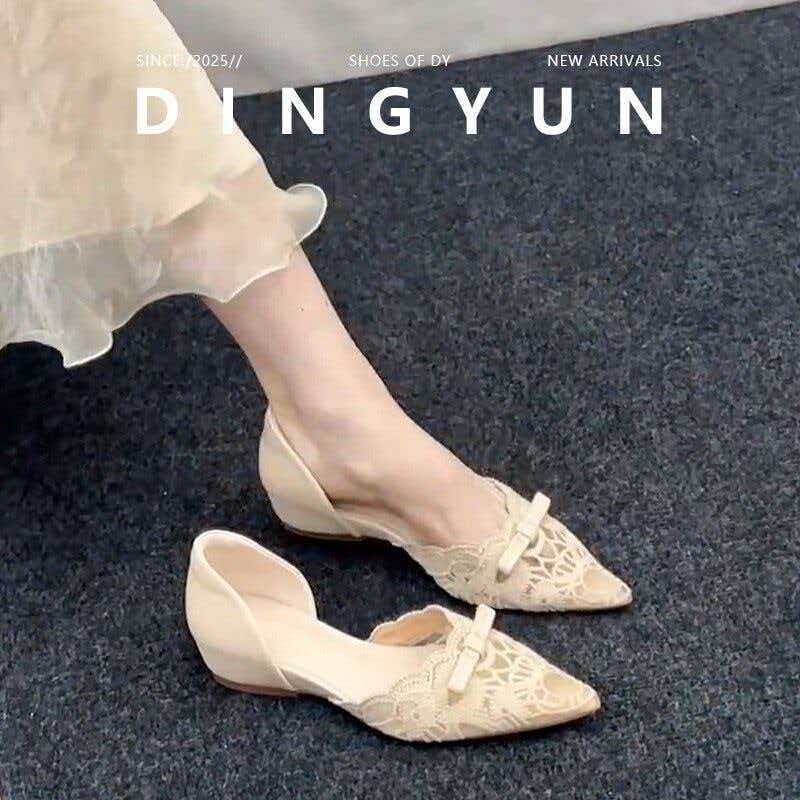 Women'S Fashion Spring Summer 2026 - French-style Gentle Bow High-heeled Hollow Single