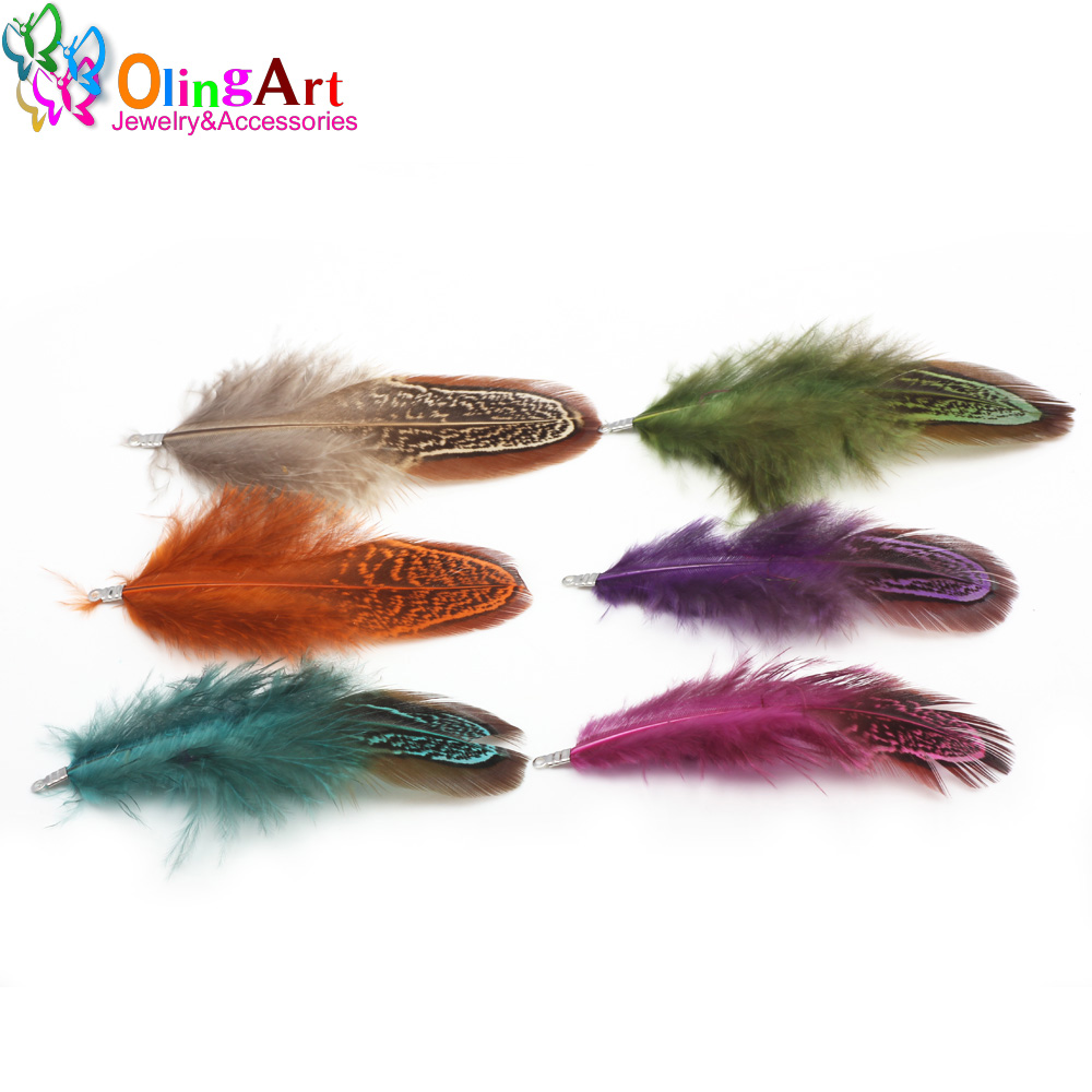Women'S Fashion Earrings - OlingArt Colorful Dyeing Natural Feathers Tassel