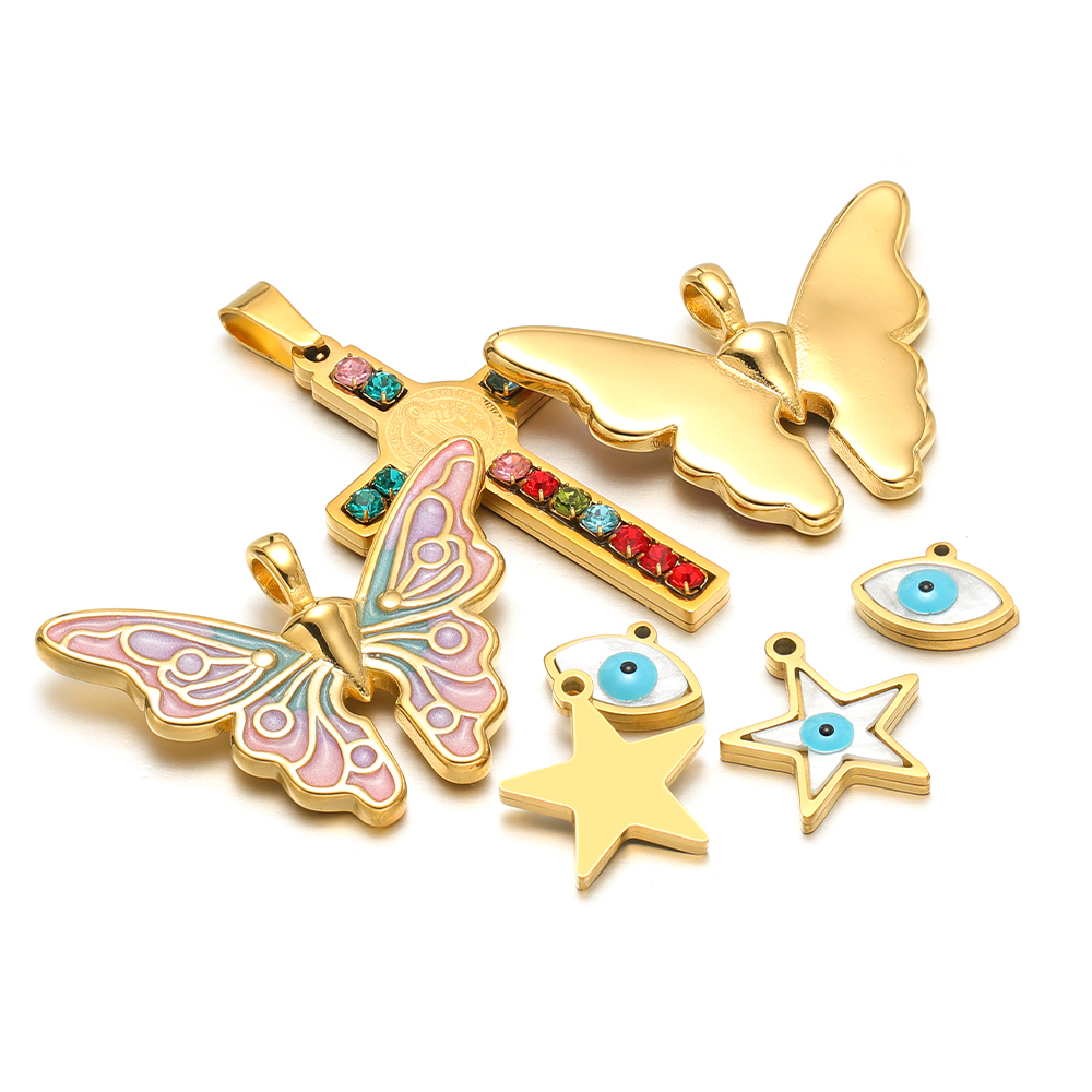 Women'S Fashion Earrings - 5pcs/lot Stainless Steel Enamel Star Butterfly