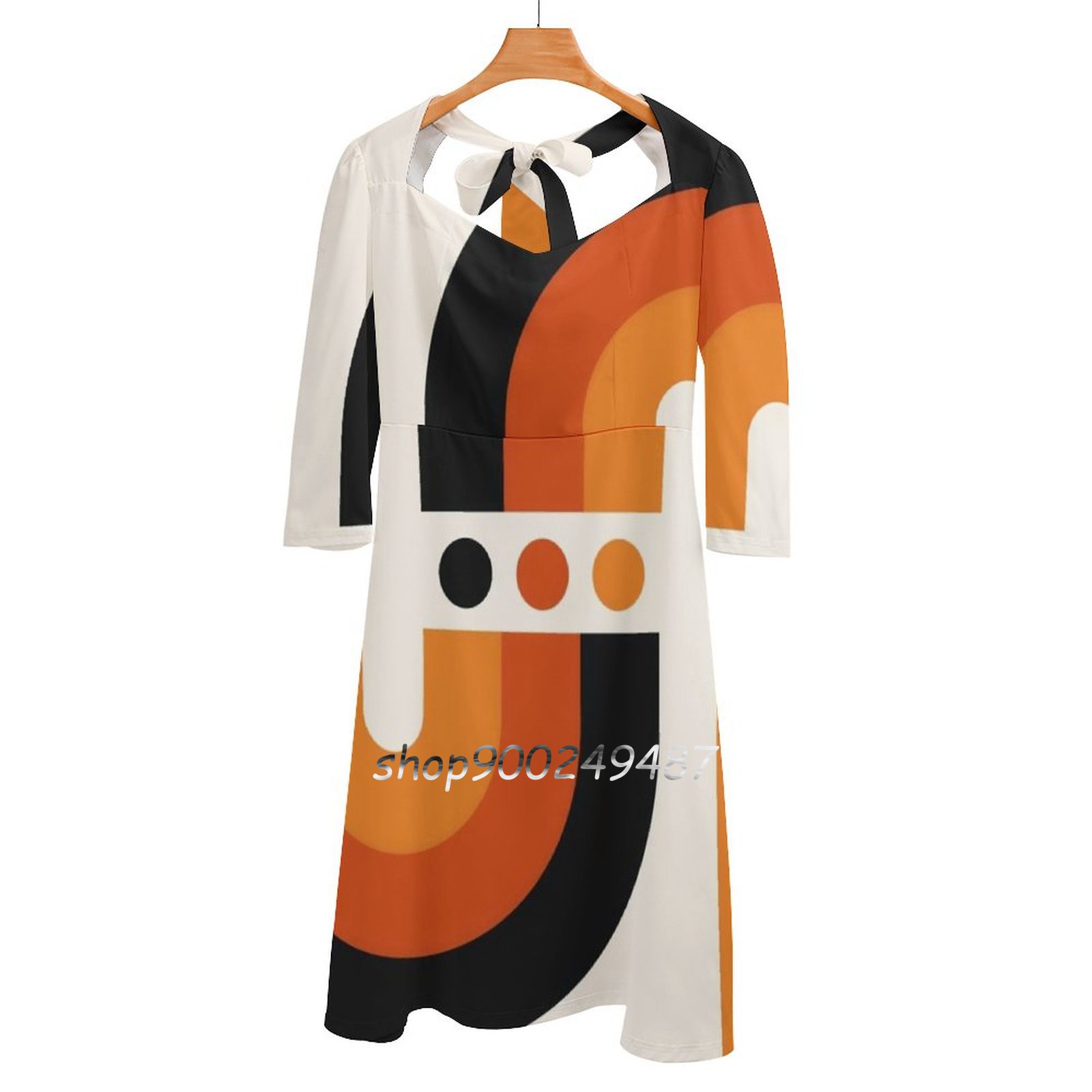 Women'S Fashion In The 60S - Sunset Rainbow Flare Dress Square Neck