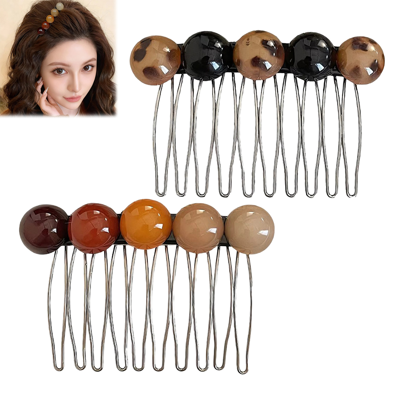 Women'S Fashion Korea - Korean Style Simple Bead Hair Comb