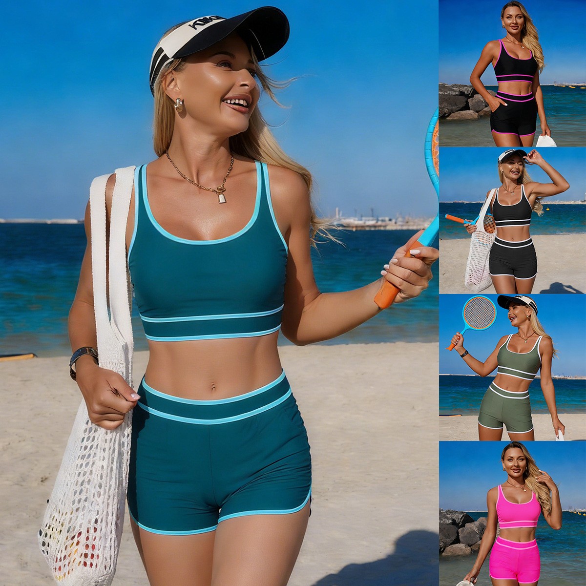 Crop Top Women - Olive Green Bikini Sleeveless Crop Top