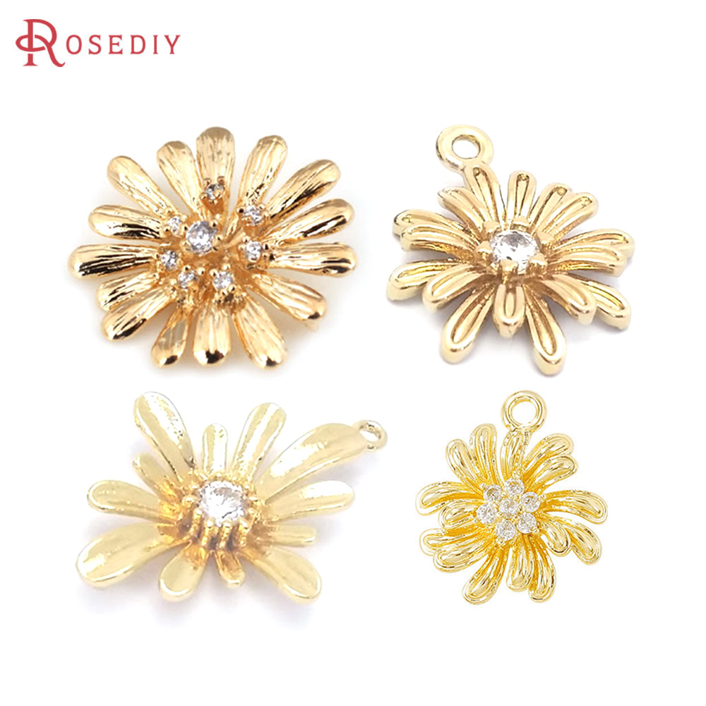 Women'S Fashion Earrings - 18K Gold Color Brass Sunflower Daisy