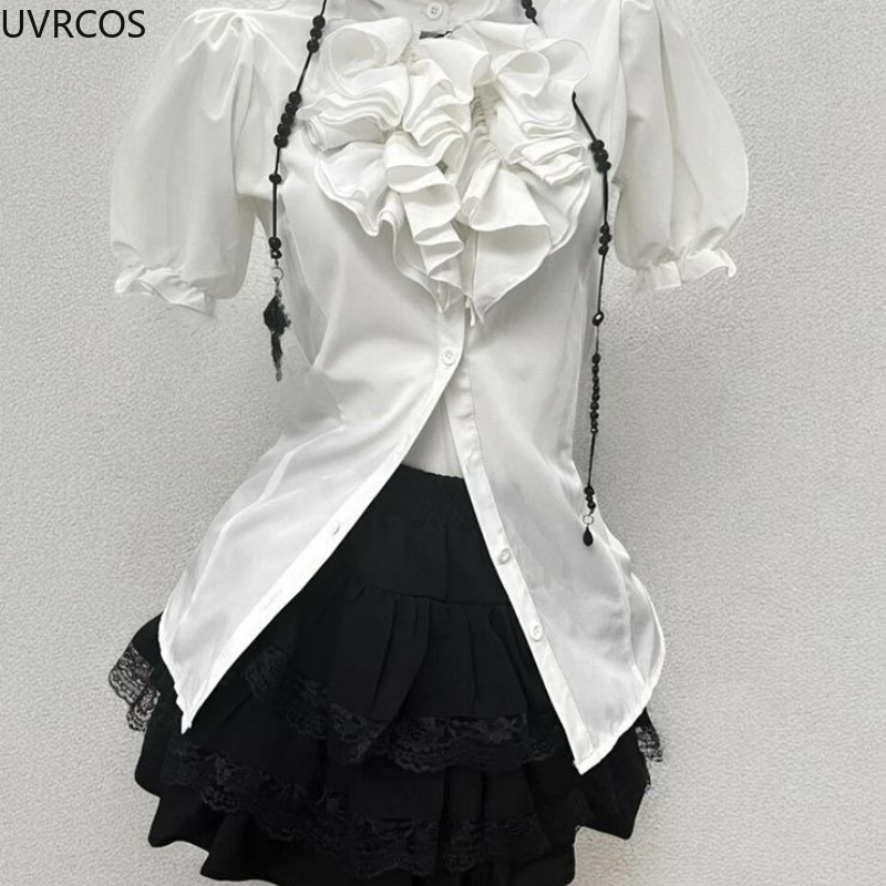 Y2k Aesthetic Lolita Style Swe - Puff Sleeve Blouse review and price