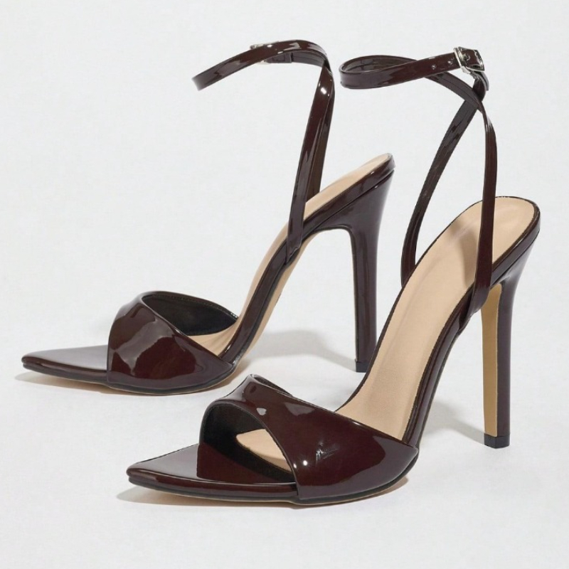 Coffee Patent Leather Heeled S - Women'S Fashion Brand Shoes review and price