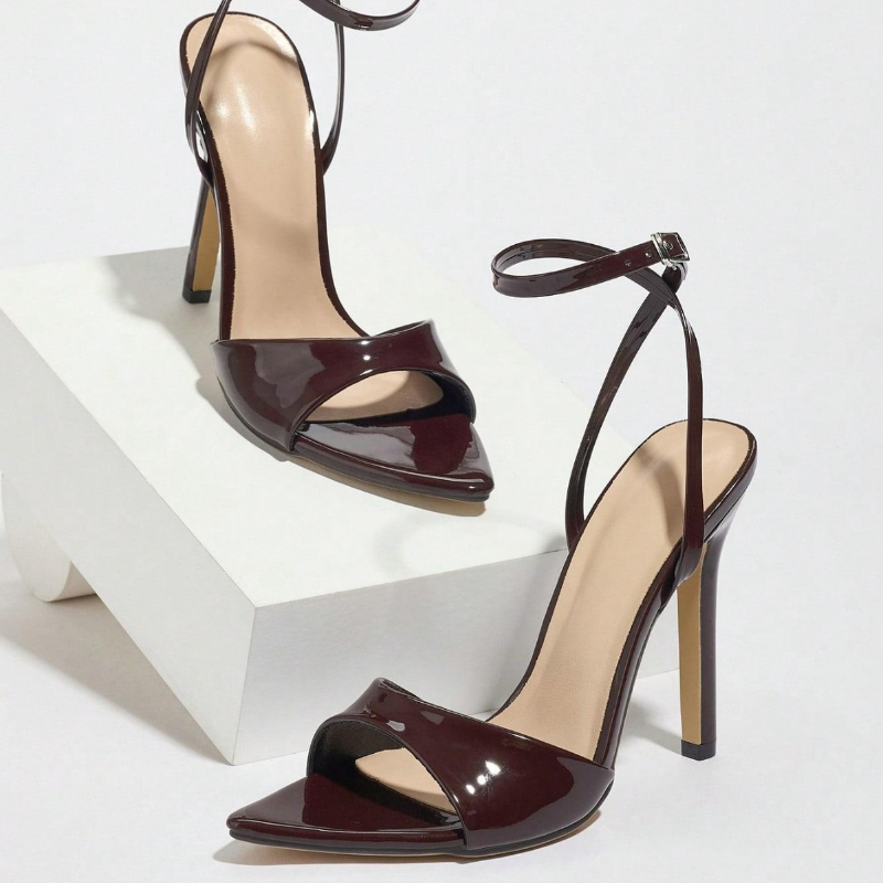 Coffee Patent Leather Heeled S - Women'S Fashion Brand Shoes review and price