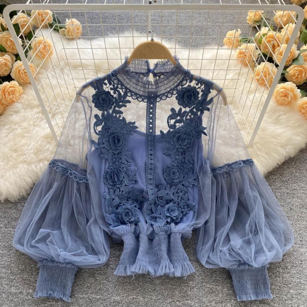 2Pcs/Set Lace Puff Long Sleeve - Puff Sleeve Blouse review and price