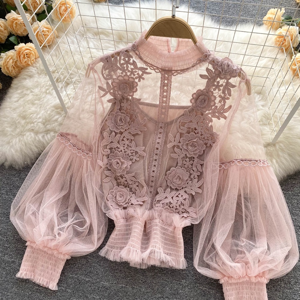 2Pcs/Set Lace Puff Long Sleeve - Puff Sleeve Blouse review and price