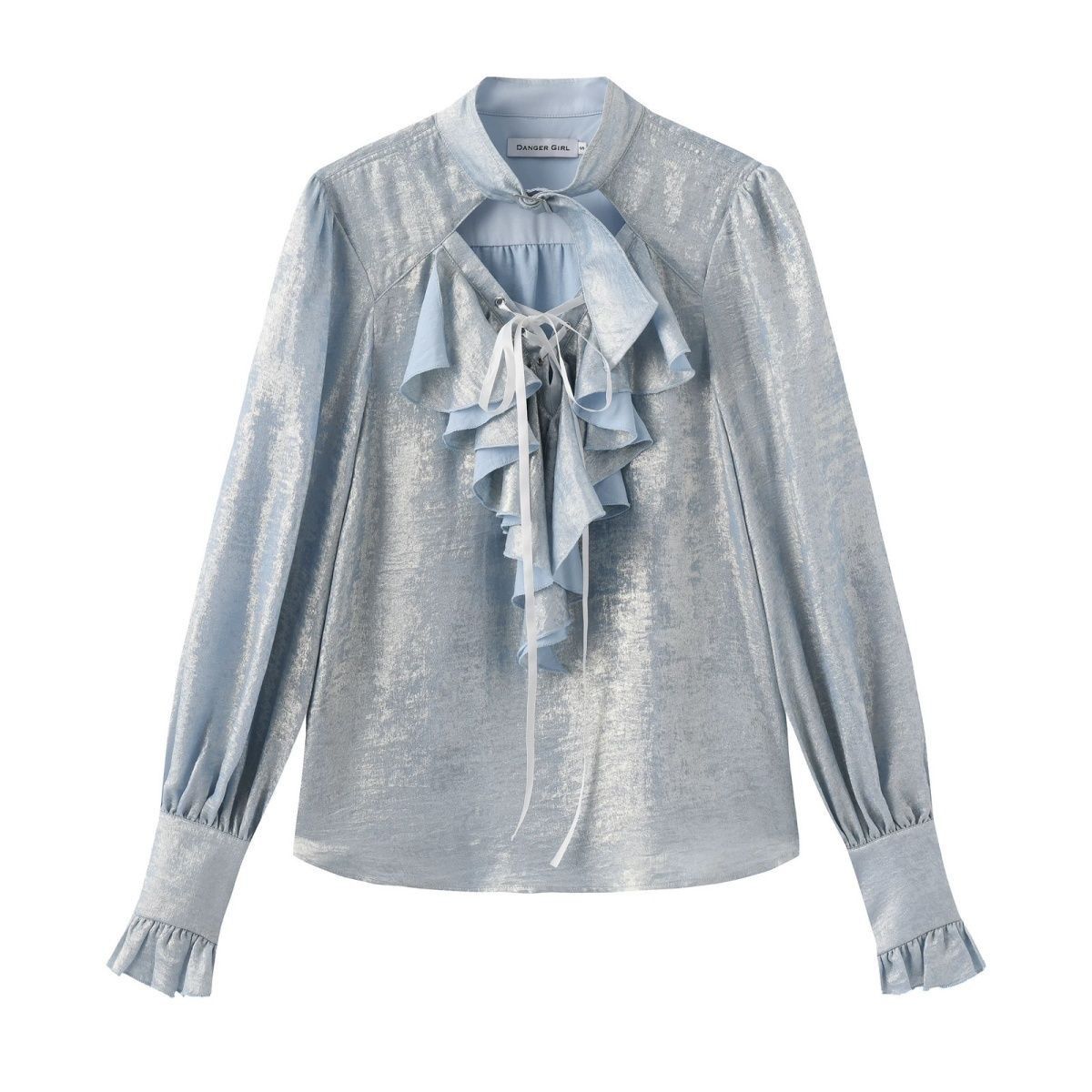 Japanese Sweet Cool Ruffle Tri - Puff Sleeve Blouse review and price