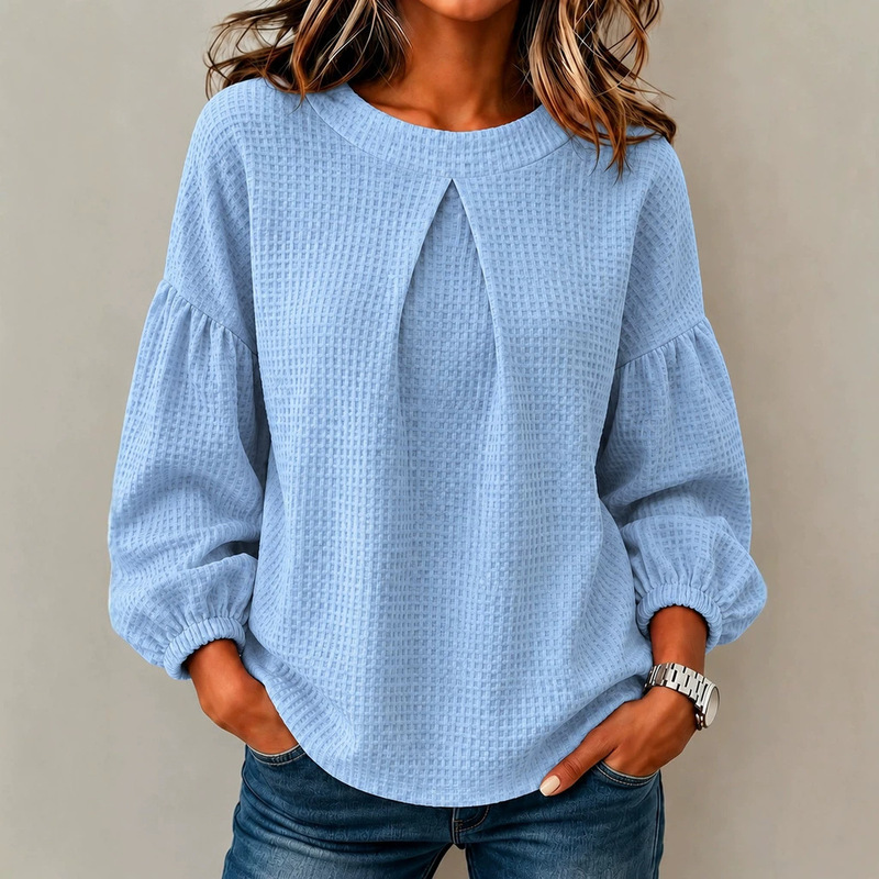 Ladies Casual Waffle Texture L - Puff Sleeve Blouse review and price