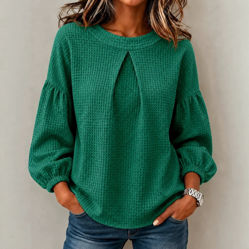 Ladies Casual Waffle Texture L - Puff Sleeve Blouse review and price