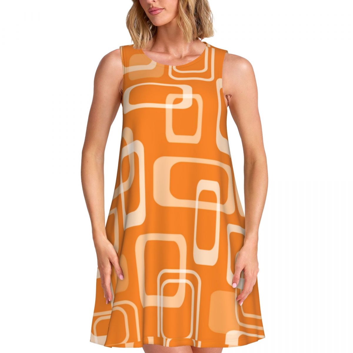 Orange Retro Mod Dress 60s Squ - Women'S Fashion In The 60S review and price