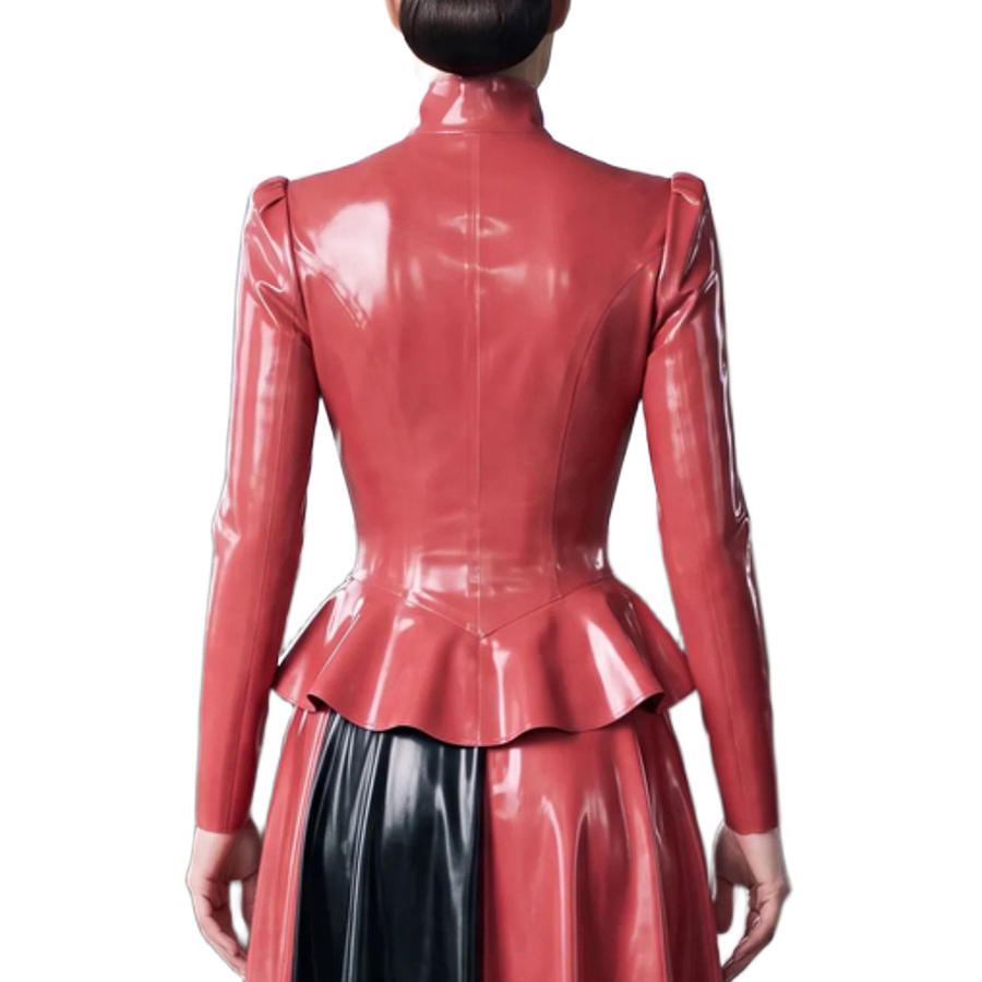 Sexy Latex Peplum Blouses With - Puff Sleeve Blouse review and price
