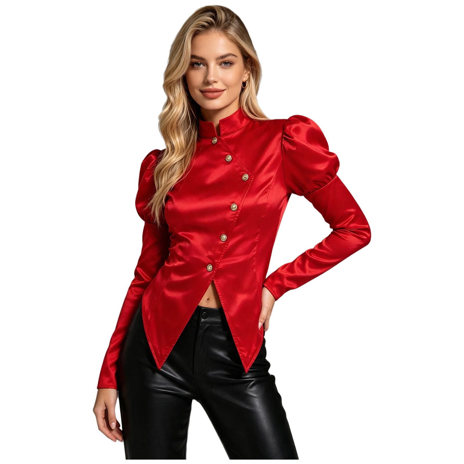 Women Victorian Tops Button Sa - Puff Sleeve Blouse review and price