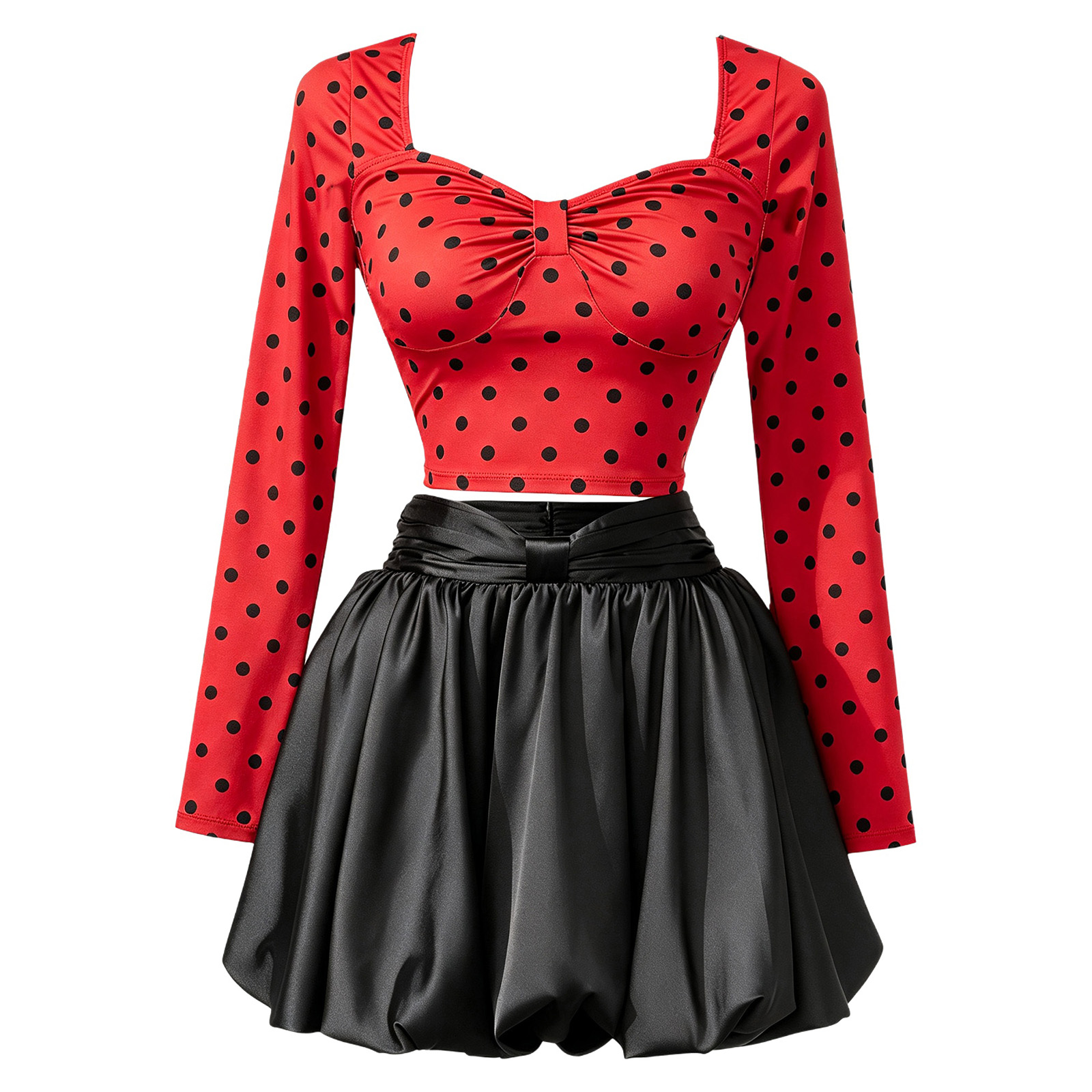 Womens Long Sleeve Polka Dot C - Crop Top Women review and price