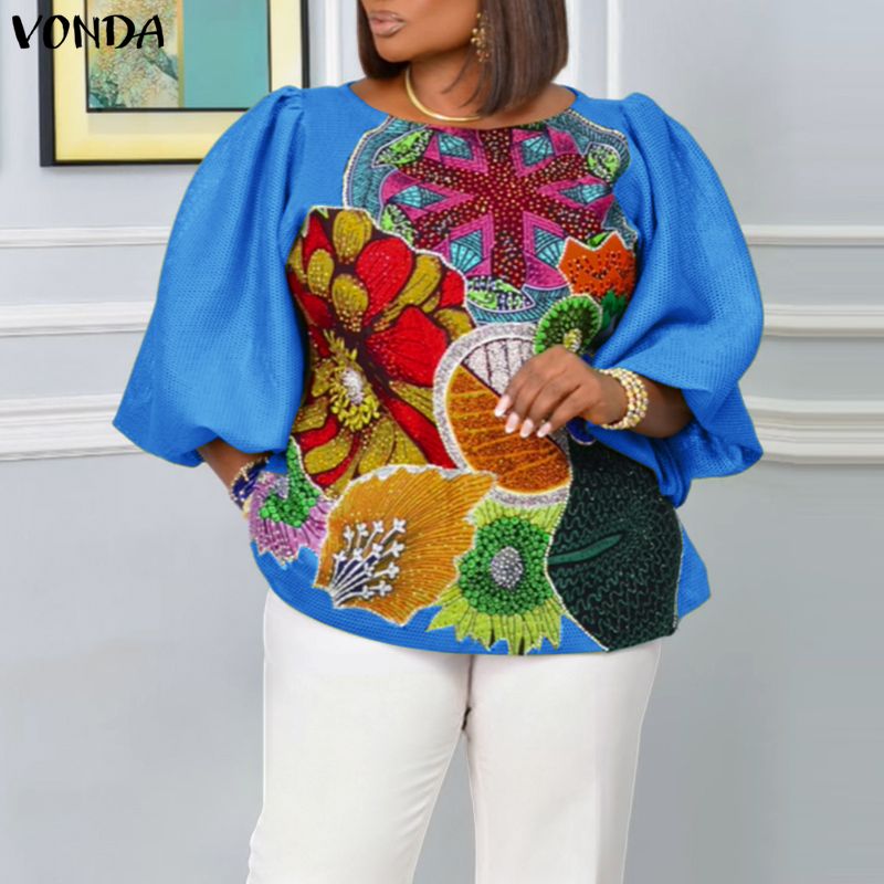 Plus Size 5XL VONDA Women Fash - Puff Sleeve Blouse review and price