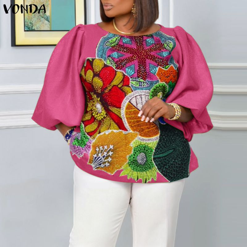 Plus Size 5XL VONDA Women Fash - Puff Sleeve Blouse review and price